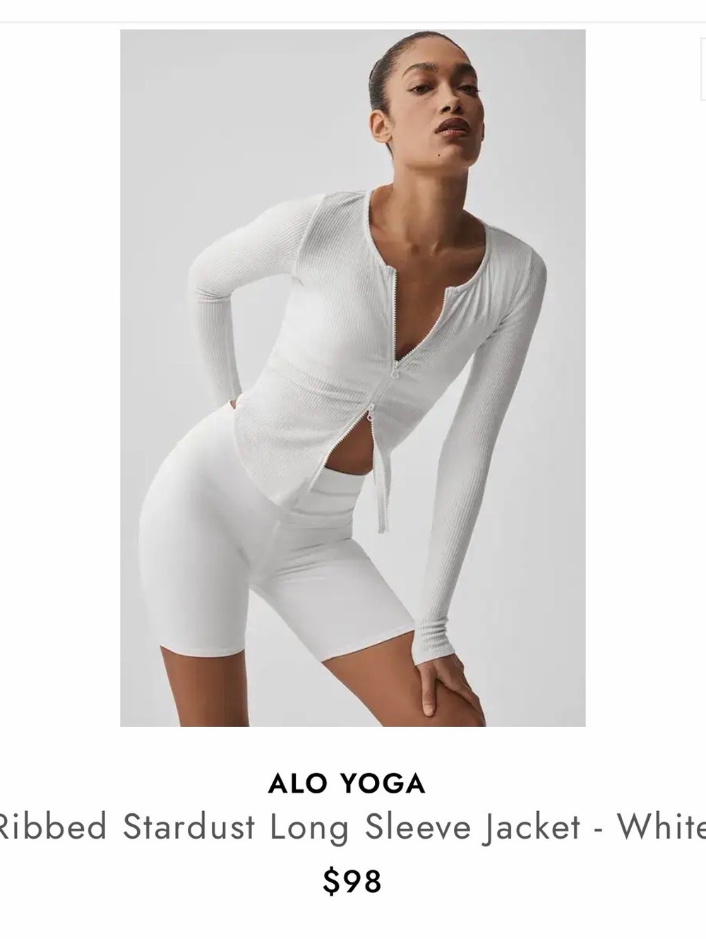 ALO Yoga Ribbed Long Sleeve Crop Top in Olive Green - Picture 3 of 3